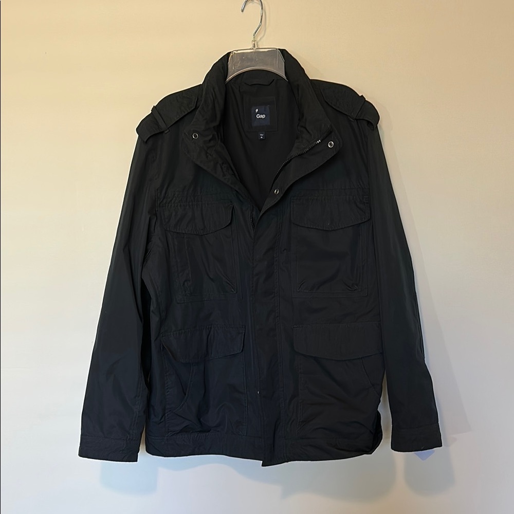 GAP Black Military Field Coat with Textured Fabric
